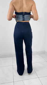 PANTALON TIRO ALTO RECTO BLUE DARK DENIM
