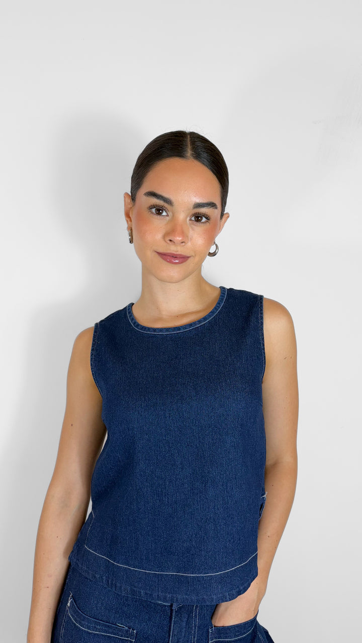 TOP DENIM SIN MANGAS (SET)