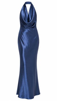 VESTIDO SATINADO AZUL DE NOCHE
