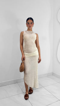 COVER UP SIN MANGAS ESPALDA DESCUBIERTA MIDI CREMA