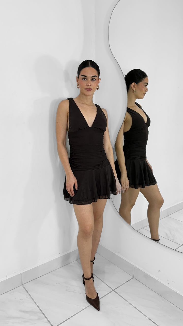 VESTIDO CORTO CON CUELLO V ESPRESSO