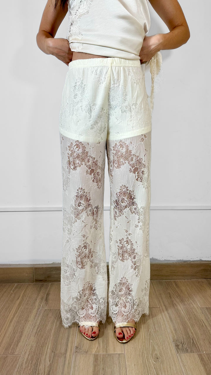 SET BLANCO DE SATÍN CON ENCAJE