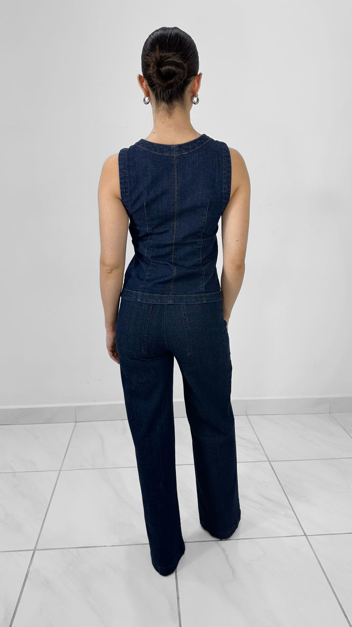 CHALECO DENIM CON APERTURA EN MEDIO