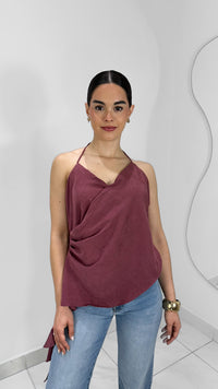 BLUSA HALTER ASIMETRICA PLUM