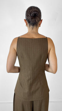 BLUSA CAPRI CAFÉ DE RAYAS (SET)