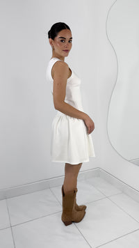 VESTIDO PEPLUM TIRANTE GRUESO BLANCO