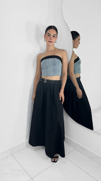 CROP TOP DE MEZCLILLA CON NEGRO