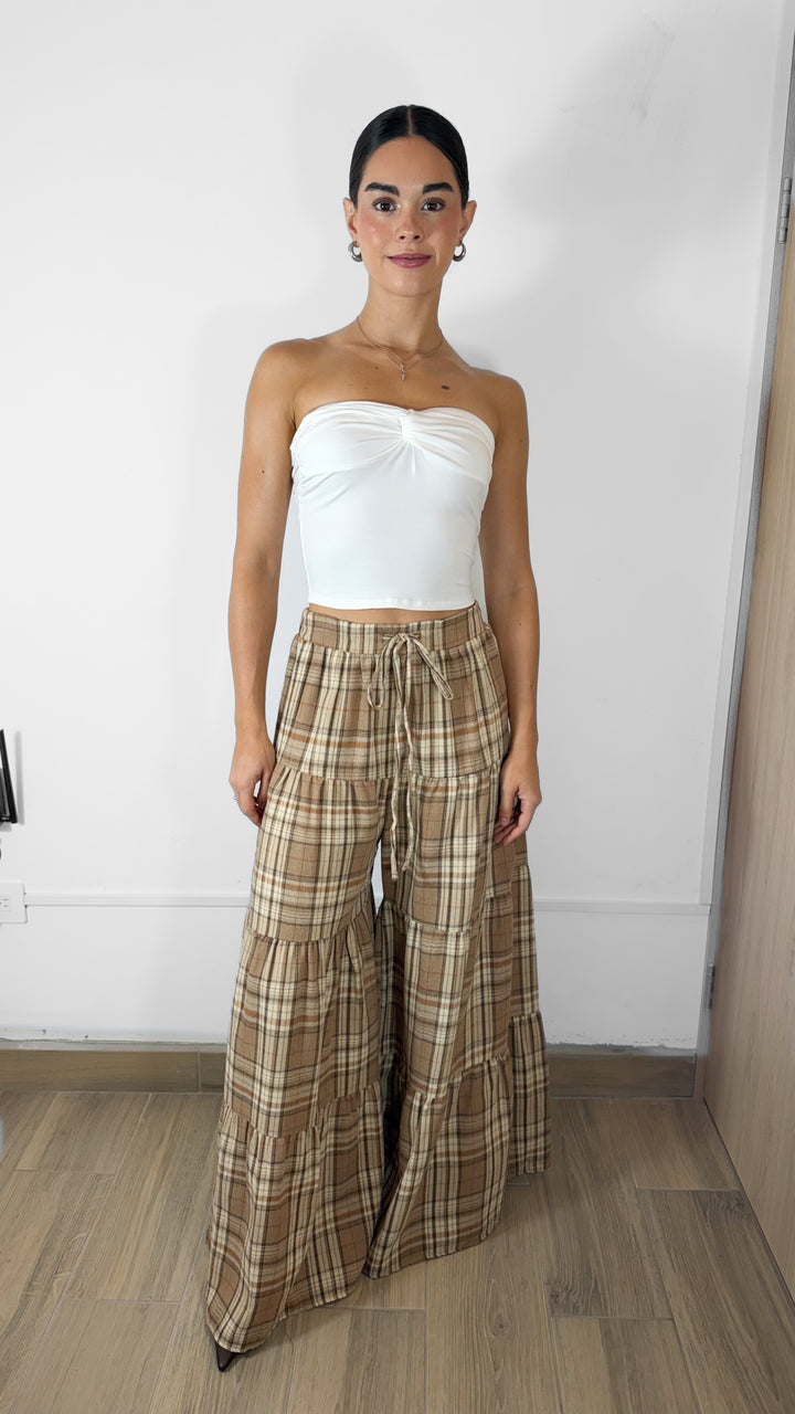 PANTALÓN DE CUADROS CAMEL