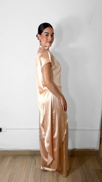 SATIN TUNIC SET CHAMPAGNE
