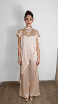 SATIN TUNIC SET CHAMPAGNE