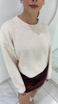 SUÉTER CORTO MANGA LARGA CREMA