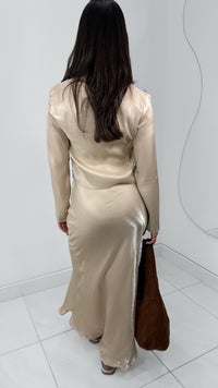 BLUSA EFECTO LAZO SATINADA CHAMPAGNE