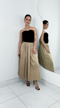 MAXI FALDA FRESH SUMMER LISA TIRO ALTO KHAKI