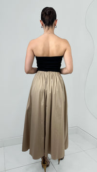 MAXI FALDA FRESH SUMMER LISA TIRO ALTO KHAKI