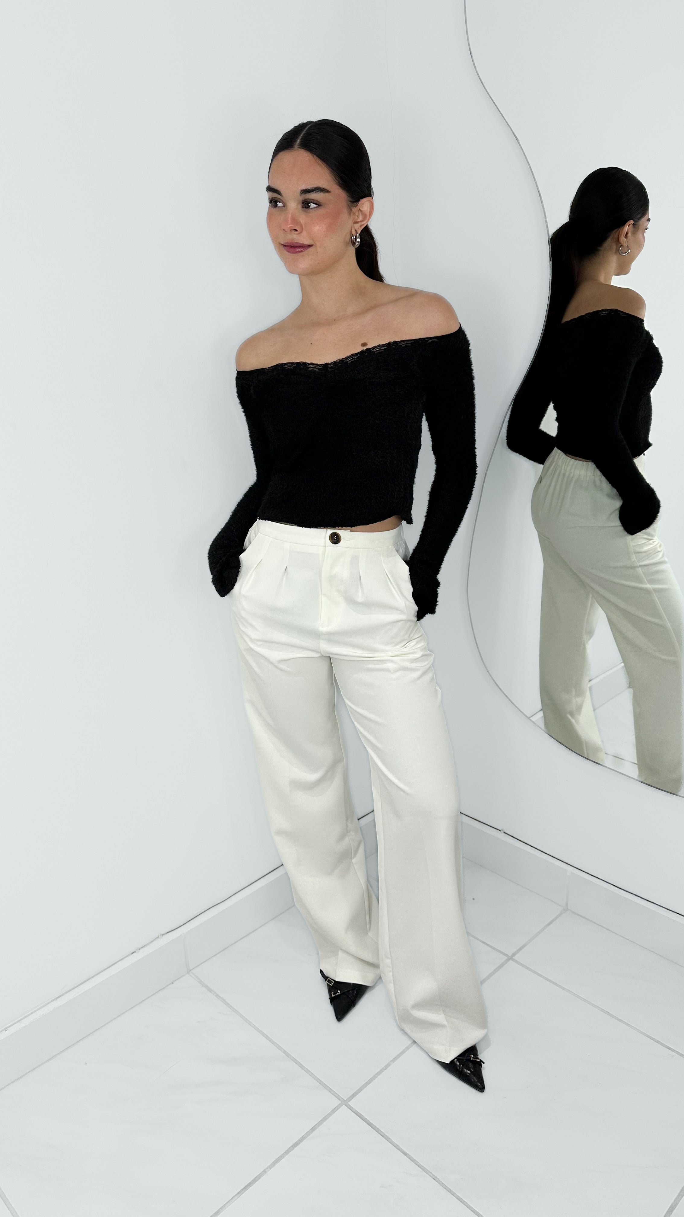 PANTALÓN TIRO ALTO IVORY RECTO FORMAL