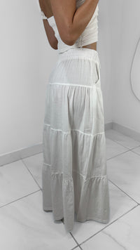 MAXI FALDA DE LINO BLANCA