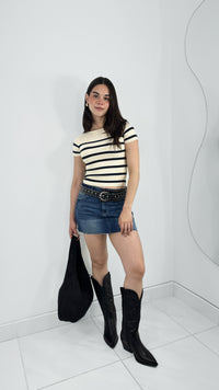 FALDA RECTA DENIM TIRO ALTO DARK BLUE