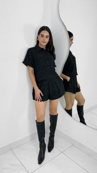 CONJUNTO TWEED TOP MANGA CORTA Y SHORTS