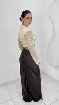 BLUSA MANGA LARGA IVORY SEQUIN