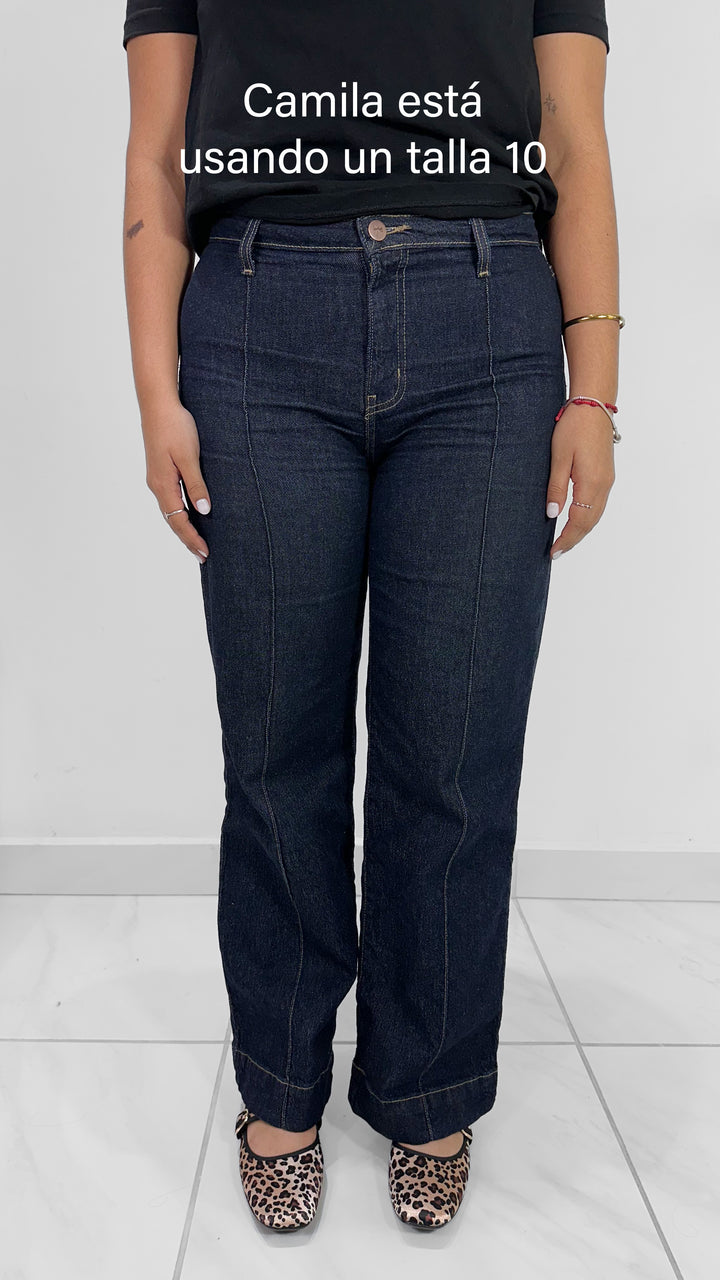 STRAIGHT DARK DENIM HIGH WAISTE JEANS
