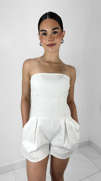 STRAPLESS ROMPER DENIM BLANCO