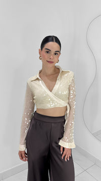 BLUSA MANGA LARGA IVORY SEQUIN