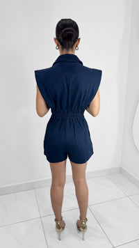 DENIM BLAZER ROMPER NAVY
