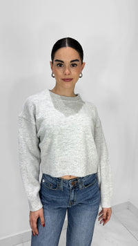 SUÉTER CORTO MANGA LARGA GRIS