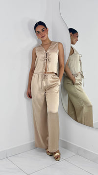 PANTALÓN RECTO SATIN CHAMPAGNE