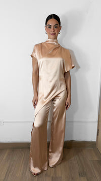 SATIN TUNIC SET CHAMPAGNE