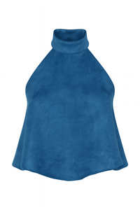 TOP HALTER SUEDE AZUL