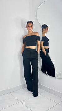 PANTALÓN FORMAL TIRO ALTO WIDE LEG NEGRO