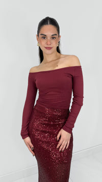 BLUSA TOP OFF SHOULDER BURGUNDY