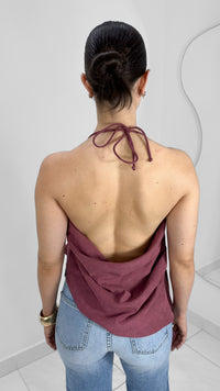 BLUSA HALTER ASIMETRICA PLUM