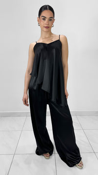 PANTALÓN ANCHO DE SATÍN NEGRO