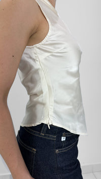 TOP SATIN ASIMETRICA IVORY