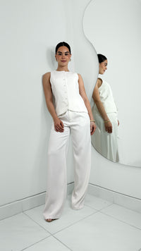 PANTALÓN TIRO ALTO FORMAL BLANCO RECTO