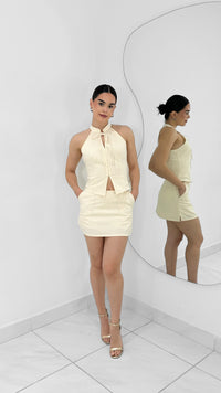 FALDA SHORT LOW WAIST CREMA
