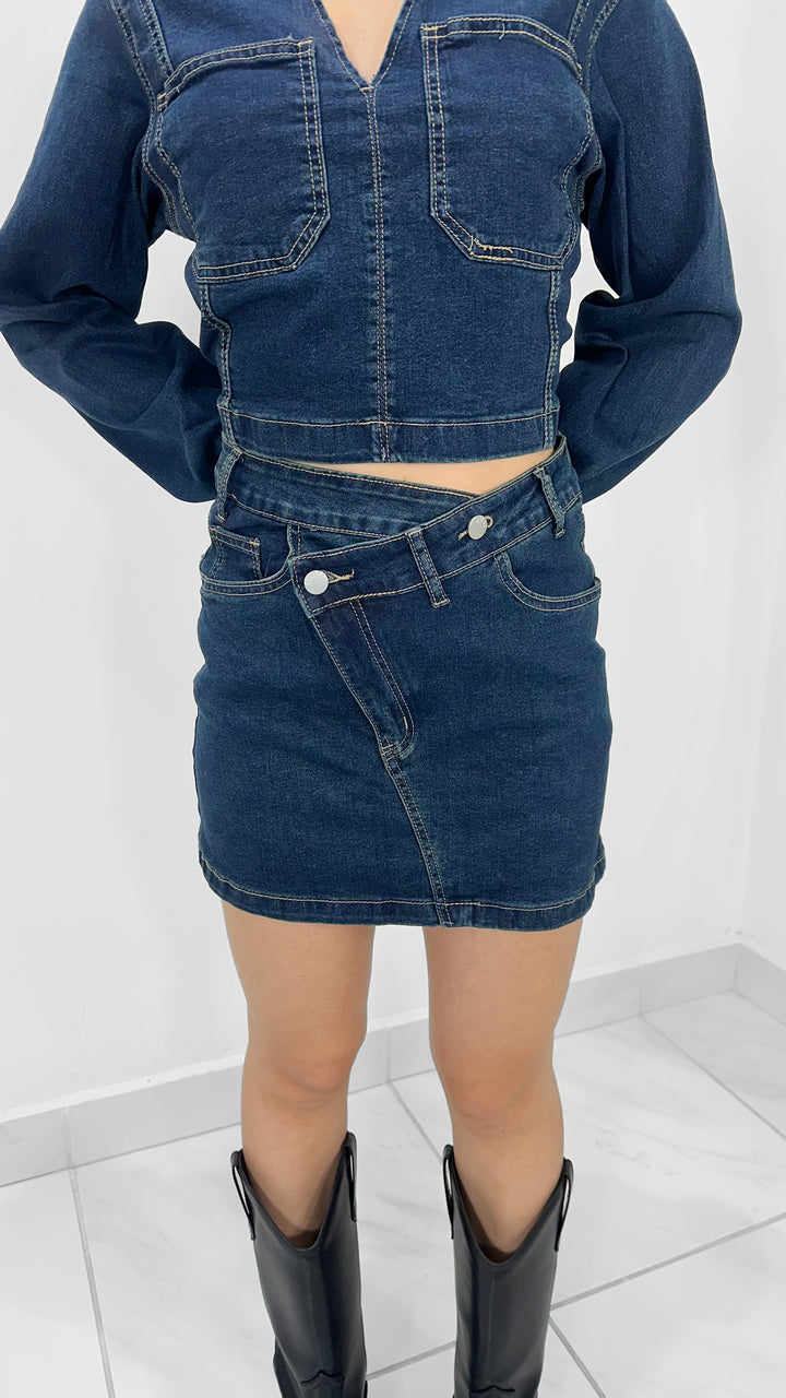 FALDA ASIMÉTRICA DENIM