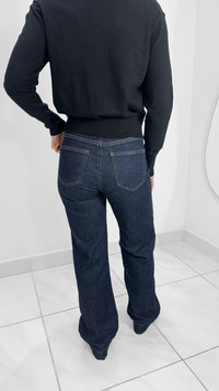 STRAIGHT DARK DENIM HIGH WAISTE JEANS
