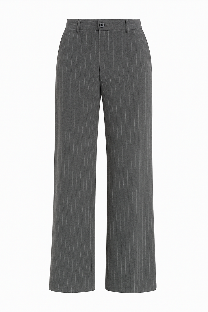 B HIGH WAISTED STRIPED PANTS - GREY