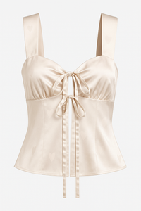 BLUSA SATINADA RIBBON TIE CREAM