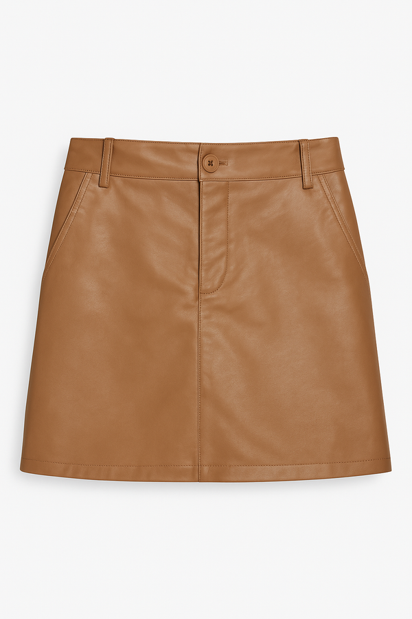 FALDA VINIPIEL TIRO ALTO TAUPE