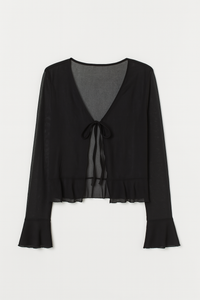 BLUSA MANGA LARGA ABERTURA BOHO NEGRA