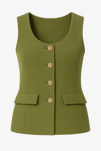 CHALECO RECTO BOTONES DORADOS OLIVE