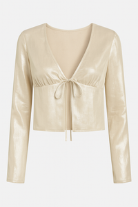 BLUSA EFECTO LAZO SATINADA CHAMPAGNE