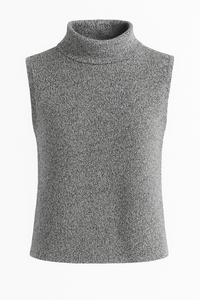 BLUSA CUELLO ALTO AFELPADA GRIS