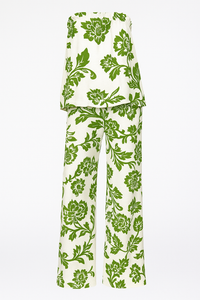 CONJUNTO WIDE LEG & BLUSA STRAPLESS FLOREADA VERDE