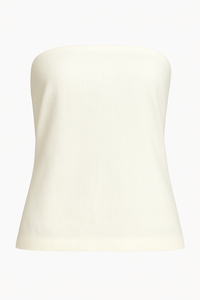 BLUSA STRAPLESS DE LINO IVORY SIN ESPALDA