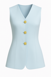 MAXI CHALECO BOTONES DORADOS BABY BLUE